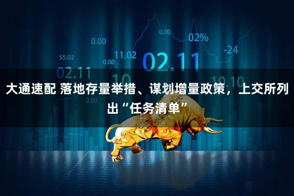 大通速配 落地存量举措、谋划增量政策，上交所列出“任务清单”